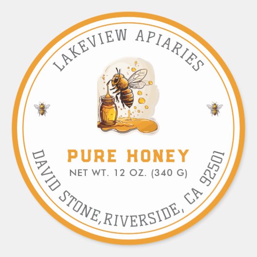 Premium Pure Honey Jar Labels | Aangepast (Voorkant)