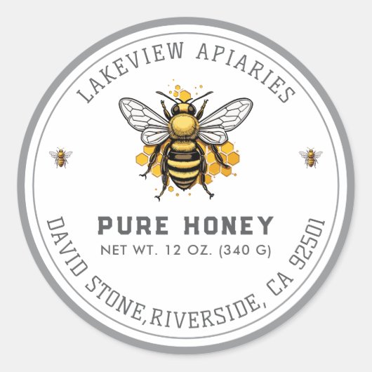 Premium Pure Honey Jar Labels | Aangepast (Voorkant)