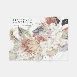 Premium - Pure White Pampas Grass Floral Ultra Fleece Deken