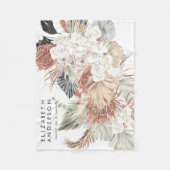 Premium - Pure White Pampas Grass Floral Ultra Fleece Deken (Voorkant)