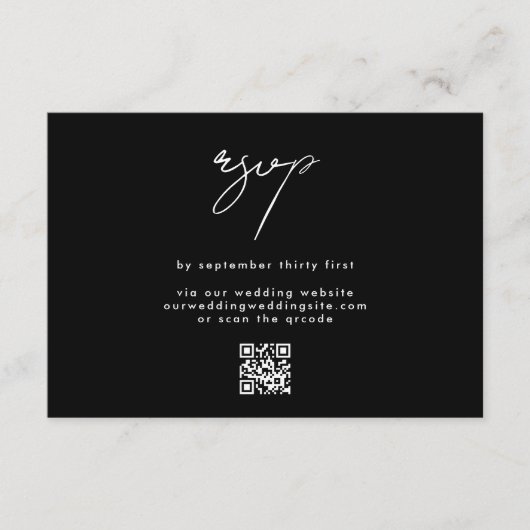 Premium QR CODE Elegante stijlvolle trouwwebsite RSVP Kaartje (Voorkant)