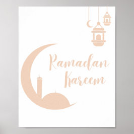 Premium Ramadan Kareem Halve Maan & Lantaarn Muurd Poster