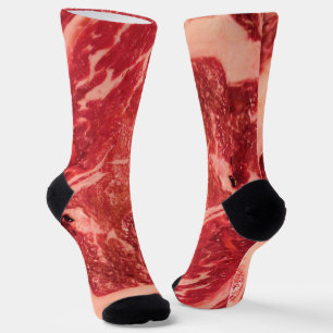 Premium Rauw Rood Vlees   Gemarmerde Steak Macro F Sokken