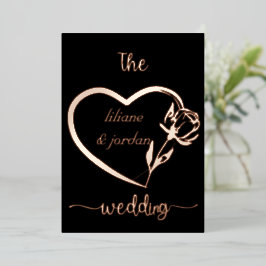 Premium Real Gold Elegant Monogram Black Folie in Folie Uitnodiging