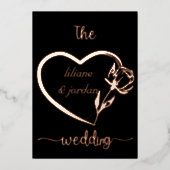 Premium Real Gold Elegant Monogram Black Folie in Folie Uitnodiging (Voorkant)