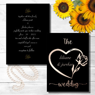 Premium Real Gold Elegant Monogram Black Folie in Uitnodiging