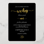 Premium Real Gold Elegant Monogram Black Folie Inv Folie Uitnodiging (Voorkant)