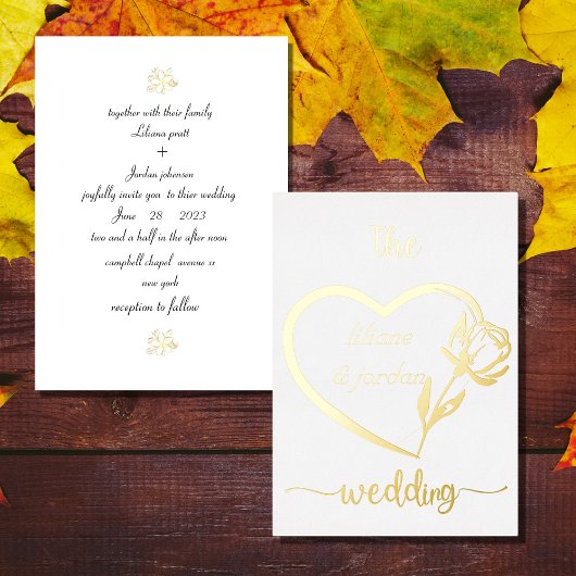 Premium Real Gold Elegant Monogram WITTE Folie in Uitnodiging