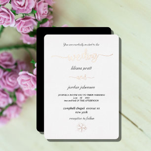 Premium Real Gold Elegant Monogram witte Folie Inv Folie Uitnodiging