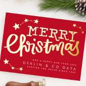 Premium Red Gold Stars Vroege kerst Folie Feestdagenkaart