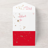 Premium Red Multi-Sterrennacht kerstmis All In One Uitnodiging (Buitenkant)