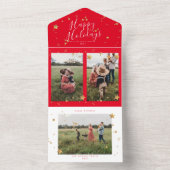 Premium Red Multi-Sterrennacht kerstmis All In One Uitnodiging (Binnen)