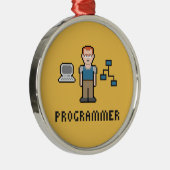 Premium ronde-versiering voor Pixel Programmer Metalen Ornament (Rechts)