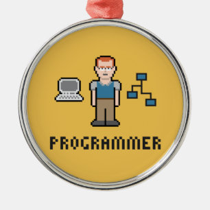 Premium ronde-versiering voor Pixel Programmer Metalen Ornament