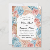 Premium Roos Blue Hydrangea Wedding Kaart (Voorkant)