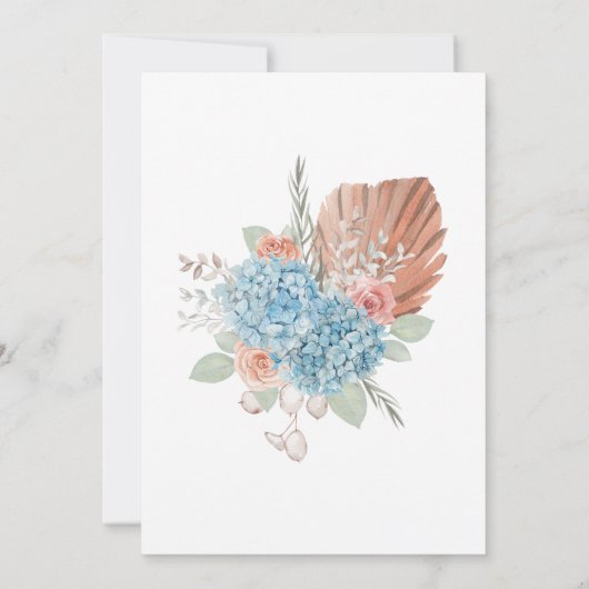 Premium Roos Blue Hydrangea Wedding Kaart (Achterkant)