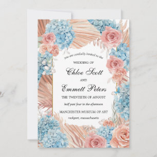 Premium Roos Blue Hydrangea Wedding Kaart