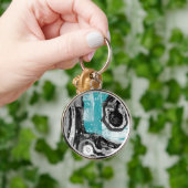 Premium Round Large Surface Current Abstract Flow  Sleutelhanger (Hand)