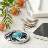 Premium Round Large Surface Current Abstract Flow  Sleutelhanger (Zijkant)