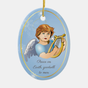 Premium Round Ornament, Angel Boy Keramisch Ornament
