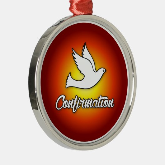 Premium Round Ornament, Bevestiging, Dove, Red Metalen Ornament (Rechts)
