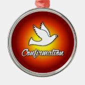 Premium Round Ornament, Bevestiging, Dove, Red Metalen Ornament (Voorkant)