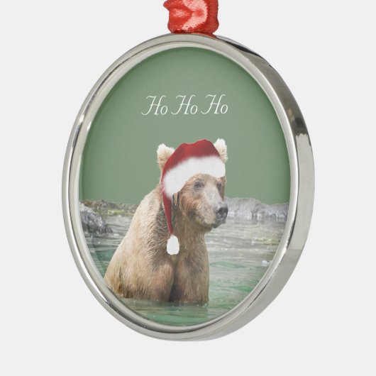 Premium Round Ornament met grizzly beer (Links)