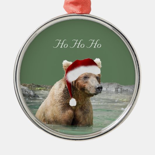 Premium Round Ornament met grizzly beer (Voorkant)
