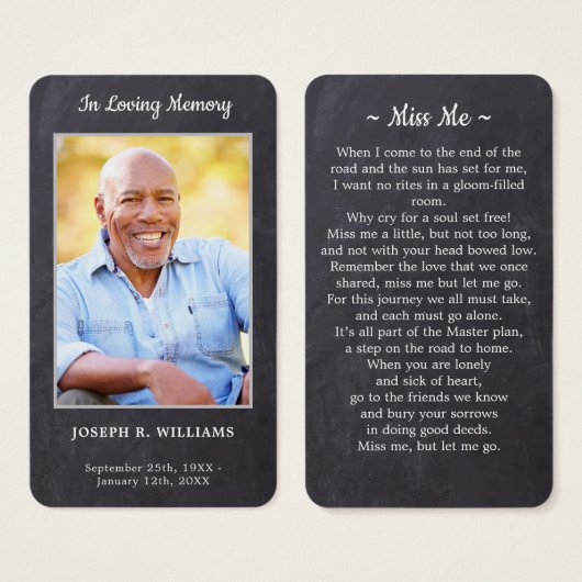 Premium - Rustic Photo Funeral Memorial Prayer Kaa Visitekaartje (Voorkant /achterkant)
