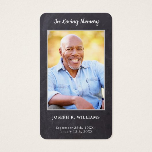 Premium - Rustic Photo Funeral Memorial Prayer Kaa Visitekaartje (Voorkant)