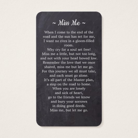 Premium - Rustic Photo Funeral Memorial Prayer Kaa Visitekaartje (Achterkant)