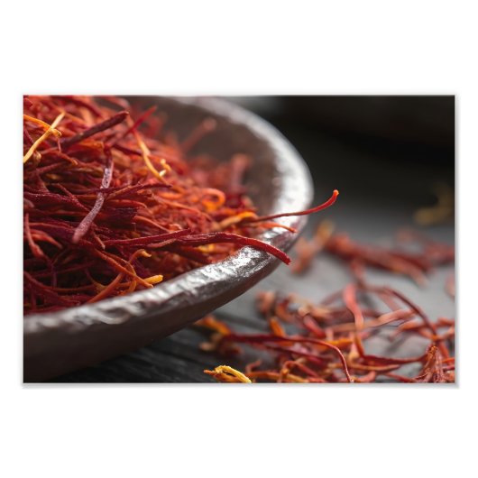 Premium Saffron Threads Extreme Macro Close Up Lux Foto Afdruk (Voorkant)