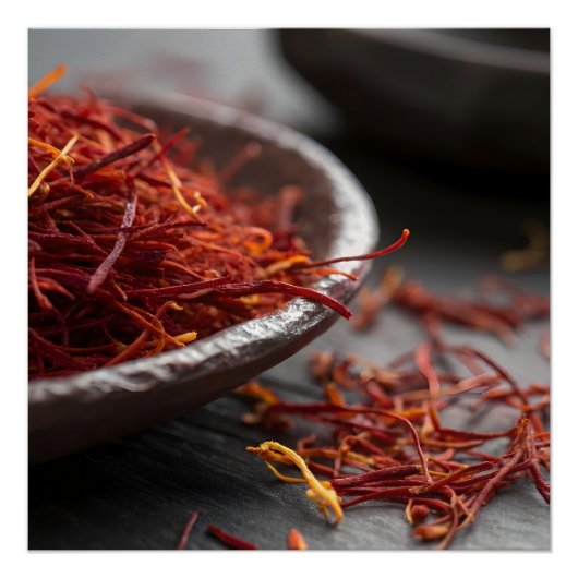 Premium Saffron Threads Extreme Macro Close Up Lux Perfect Poster (Voorkant)
