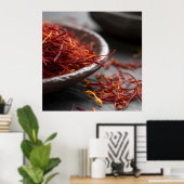 Premium Saffron Threads Extreme Macro Close Up Lux Poster (Thuiskantoor)