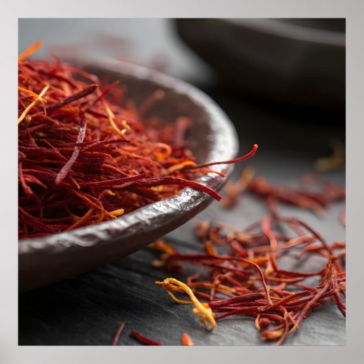Premium Saffron Threads Extreme Macro Close Up Lux Poster (Voorkant)