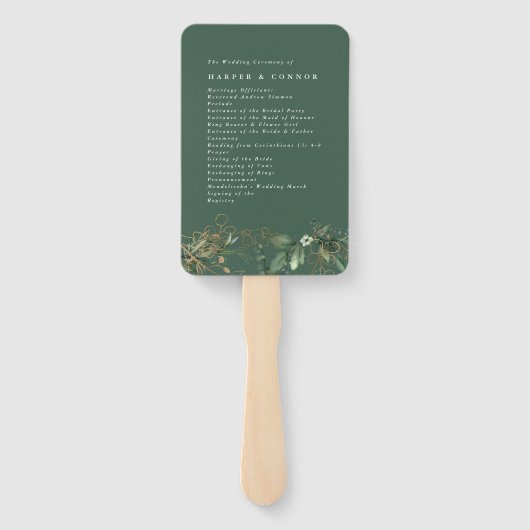 Premium - Sage Modern Eucalyptus Green Wedding Handwaaier (Achterkant)