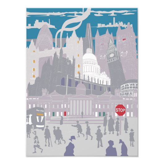 Premium satijnen fotopapier London Skyline Illustr Foto Afdruk (Voorkant)