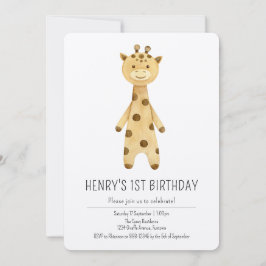 Premium, Schattigee Giraffe kinder 1e verjaardagsu Kaart