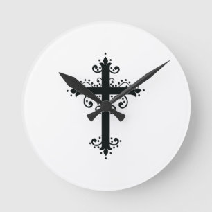 Premium Sierkunst Gekerfde Kruis Kunst Ronde Klok