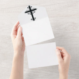 Premium Sierkunst Gekerfde Kruiskunst All In One Uitnodiging