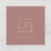 Premium Silk Finish Gold Monogram Sjabloon Luxe Vierkante Visitekaartje (Voorkant)