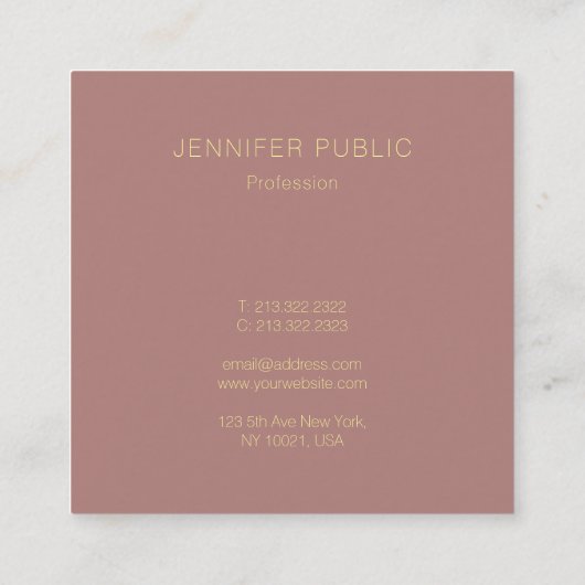 Premium Silk Finish Gold Monogram Sjabloon Luxe Vierkante Visitekaartje (Achterkant)