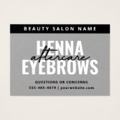 Premium Silver Eyebrow Tint Henna Brows Aftercare Visitekaartje (Voorkant)
