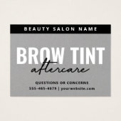 Premium Silver Grey Eyebrow Tint Aftercare Kaart (Voorkant)