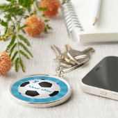 Premium Silver Soccer Sleutelhangers JOUW NAAM & N (Zijkant)