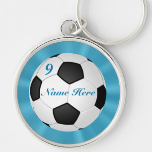 Premium Silver Soccer Sleutelhangers JOUW NAAM & N