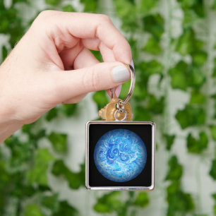 Premium Square, Grote Kalme Getijde Vloeibare Kuns Sleutelhanger