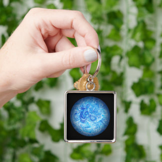 Premium Square, Grote Kalme Getijde Vloeibare Kuns Sleutelhanger