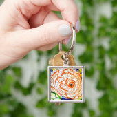 Premium Square Key Ring Geel Rosa Sleutelhanger (Hand)