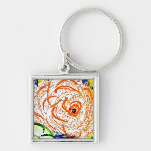 Premium Square Key Ring Geel Rosa Sleutelhanger (Voorkant)